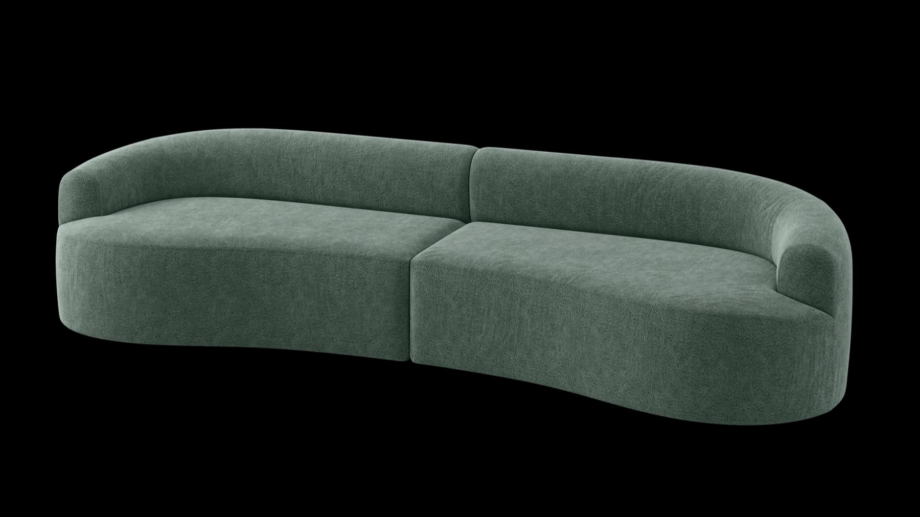 3D-Produkt-Render, grünes Ecksofa
