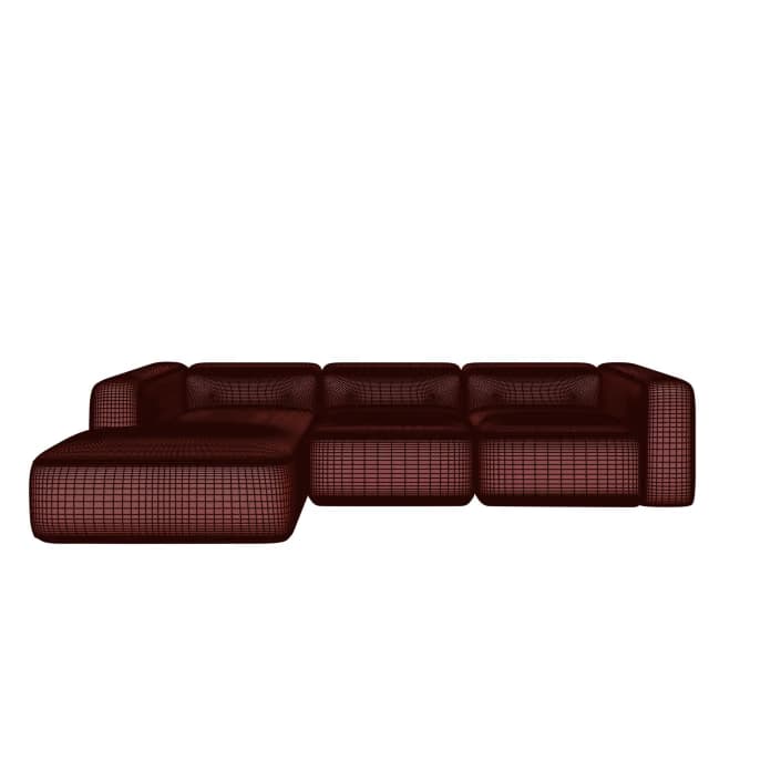 Drahtmodell des Sofas, Geometrie und Bildaufbau